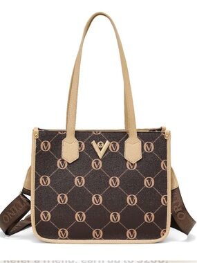 Valentino Orlandi Brown &Tan Tote Crossbody Bag Vegan Leather Brand New w/tags